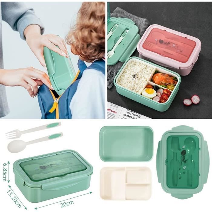 Bento Lunch Box, 1400Ml Boite Repas Compartiment Avec Couverts