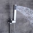 Système de douche encastré avec thermostat-Pommeau de douche-Montage mural-Colonne de douche carrée-3