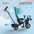 FableKids Tricycle Noemi 5 en 1 avec barre de poussée de 18 mois à 25 kg Turquoise-3
