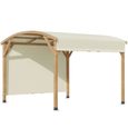 Pergola bois design arche toile de toit rétractable anti-UV UPF30+ dim. 3,2L x 3,08l x 2,42 m beige 320x308x242cm Beige-3