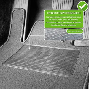 Jeu de Tapis Compatible avec Renault Captur I, Type J5, H5 (année de Construction 2013-2023), Deluxe Grau | 4 pcs. | Contour Argent