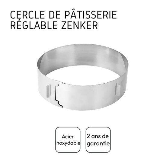 Zenker 7708 Cercle à pâtisserie en acier inoxydable extensible