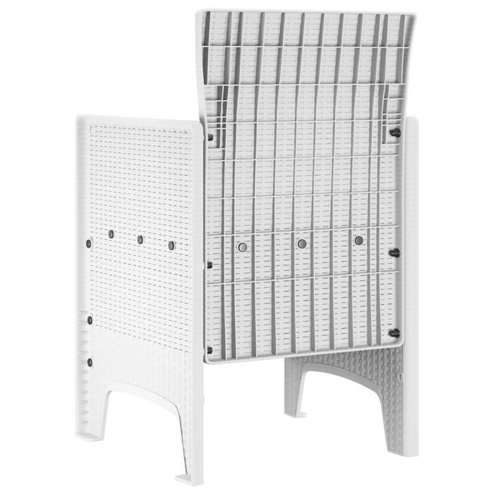 Chaise De Jardin En Plastique Blanc à Dossier Bas Avec Effet Rotin - Empilable, Résistante Aux Intempéries