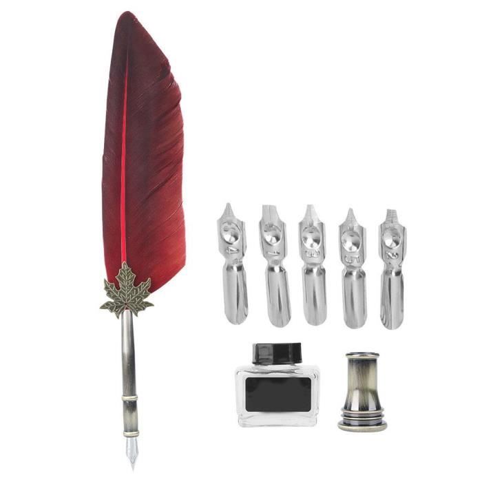 Kit Calligraphie Stylos En Verre Et Bois - 10 Plumes Et 4 Encres Incluses - Idéal Pour Débutants Et Passionnés - Style Gothique Et Italique