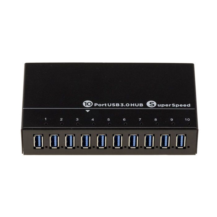 Hub USB 3.0 Industriale 10 Porte Con Alimentatore 60W, Stazione Di Ricarica, Retrocompatibile USB 2.0/1.1, Custodia Metallica Rackabile, Per Windows Mac Linux