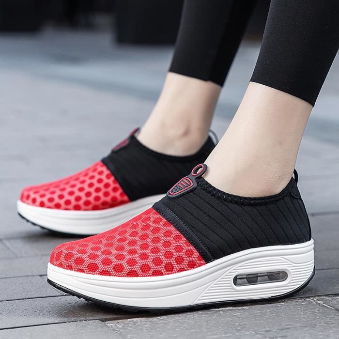 Basket Femme Chaussures Sport Feminine Respirante Rouge