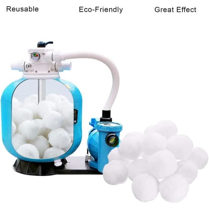 Balles Filtrantes Piscine Hukermoon - 500g Remplace 18kg Sable - Réutilisables - Pour Filtre à Sable