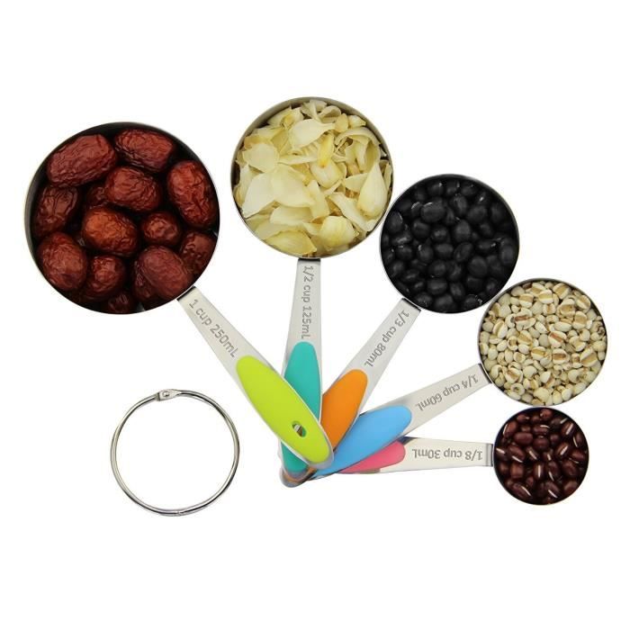 Set 8 Pièces Tasses Et Cuillères Doseuses En Acier Inoxydable - Pour Cuisine, Pâtisserie - Mesure Précise Ingrédients Secs Et Liquides