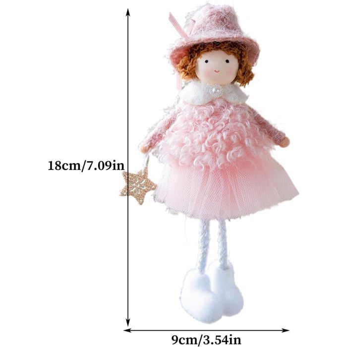 Décoration Ange En Peluche - Ornement De Noël Pour Sapin, Porte Ou Mur - 19x11 Cm