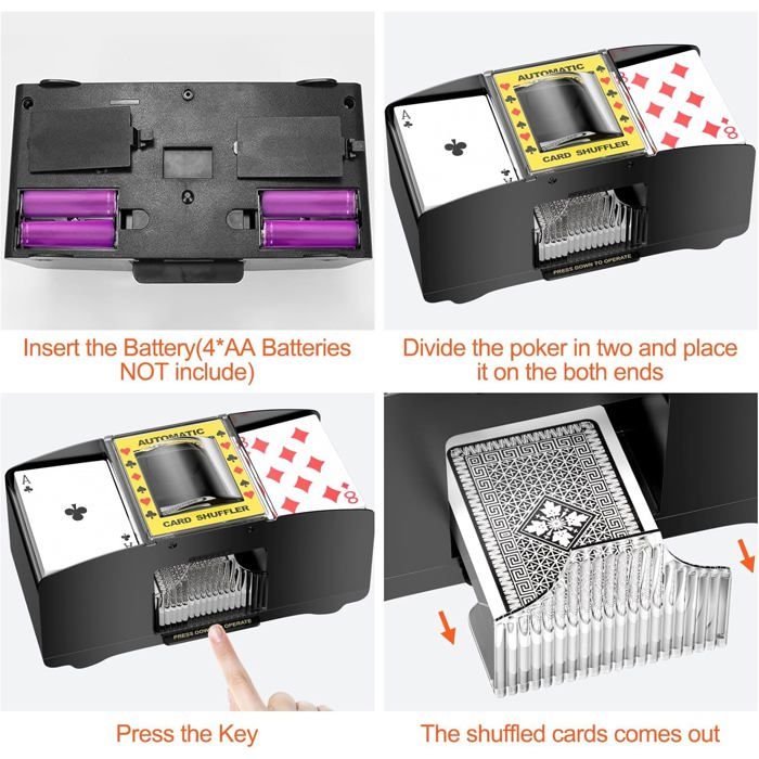 Mélangeur De Cartes Électronique Automatique - Batterie 2000 MAh USB-C, Rapide Et Silencieux, Pour UNO Skyjo Poker 54 Cartes