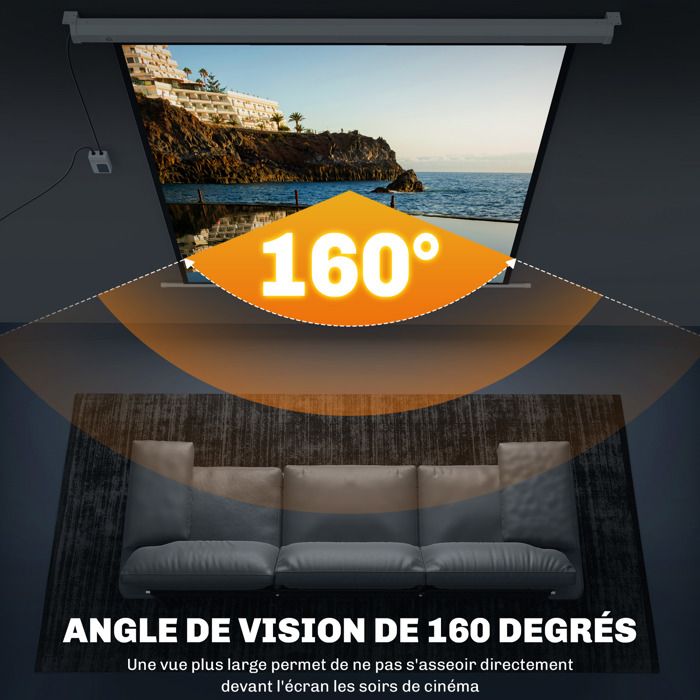 Écran Projection 85 Pouces HOMCOM - Format 1:1 4K HD - Fixation Murale Ou Plafond - Pour Home Cinéma