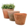 Jardinières et pots de fleurs - Set de 3 pots de fleurs ronds en terre cuite - Terracotta - D 24,6/20,9/16 cm-0