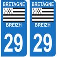 Autocollants Stickers plaque immatriculation voiture auto département 29 Finistère Logo Région Bretagne Breizh Symbol-0