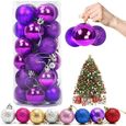 (Violet 4cm)Boules de Noel Decoration, Boules De Noël Ornements 24 pièces Boules De Sapin De Noël pour décoration Sapin diverses-0