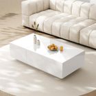 GUTENT Table basse - Blanc - Scandinave - 100x50x31 cm - Rangement coulissant - Tiroirs double face