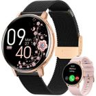 TIDUCEL Montre Connectée Femme – Appels Bluetooth, 100+ Sports, SpO2, Écran 1.39’’ – Noir & Or – Android/iOS – Cadeau Noël
