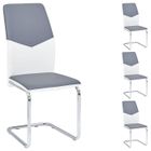 IDIMEX Lot de 4 chaises de salle à manger LEONA piètement chromé revêtement synthétique bicolore blanc et gris