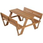ROBA Table Pique-Nique Enfants Outdoor + en Bois Massif - avec Dossiers - Table d'Extérieur 4 Places - Teck