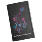 SYL'LA Pochette Etui Protection Porte Carte Grise - papiers voiture - permis de conduire en cuir noir Floral personnalisé avec prenom