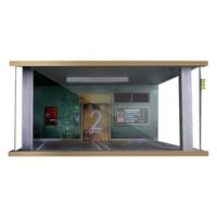 Acrylique 1/18 Paysage Diorama Simulation Parking Scène Mini Voiture Double Garage w/Lumière LED Décor de Table Mur vert Shiwaki
