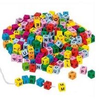 Jeu de dés en bois Lettres de l'alphabet colorées - 325 cubes - Pour enfants à partir de 3 ans