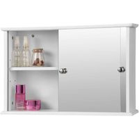 EUGAD meuble salle de bain - 55x14x36 cm - avec 2 Portes miroirs - Blanc