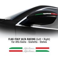 Stripes Bandes Adhésives Drapeau Italie Alfa Romeo Holographique pour Rétroviseurs Voiture, Droite et Gauche, 6 x 173 mm