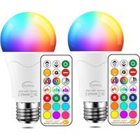2PCS Ampoule LED Couleur E27 10W Changement de Couleur Dimmable LED Bulbs 12 choix de couleurs,21 key Télécommande