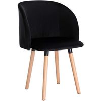 WOLTU 1 X Chaise de salle à manger Noir Pieds en bois massif Rembourrage en velours Scandinave L 45 x P 46 cm