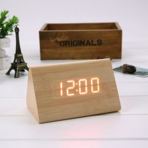 Radio réveil Réveil numérique en bambou et bois à LED, commande