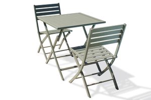 Ensemble table et chaise de jardin Table de jardin MARIUS-TB70-KAKI pliante et 2 chaises MARIUS-CP-KAKI pliantes