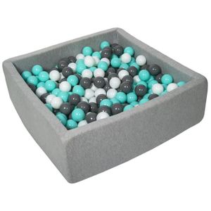 PISCINE À BALLES Piscine à balles pour enfant - Velinda - 24173 - Dimensions 90x90 cm - 450 balles blanc, gris, turquoise