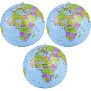 GLOBE TERRESTRE Lot De 3 Globes Gonflables En Pvc,Globe Du Monde,Balss De Plage Pour La Plage, L'École, Le Bureau, L'Éducation,Pour Les Enfa[b3962]