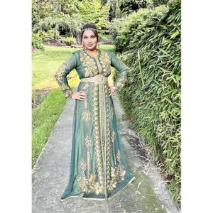 DJELLABA – CAFTAN – TAKCHITA Tackhita caftan robe oriental grande taille Vert rimka farasha robe dubai mariage fiançailles