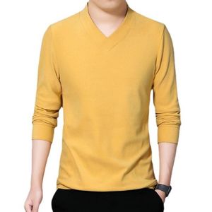 PULL Pull Homme Col V Doux Manches Longues Couleur Unie