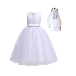 ROBE DE CÉRÉMONIE Robe de communion blanche avec voile pour fille