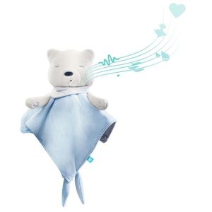 DOUDOU Doudou aide au sommeil myHummy bleu blanc | Peluche avec bruits blancs berceuses musique classique | Attache-tétine | Premium plus