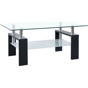 TABLE BASSE vidaXL Table basse Noir et transparent 95x55x40 cm Verre trempé
