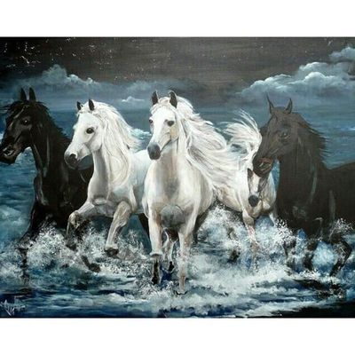 SentoSphère – Sablimage Chevaux 887 – Kit Loisir Créatif Sans Salir, 4 Tableaux, 15 Pots De Sable, Dès 3 Ans