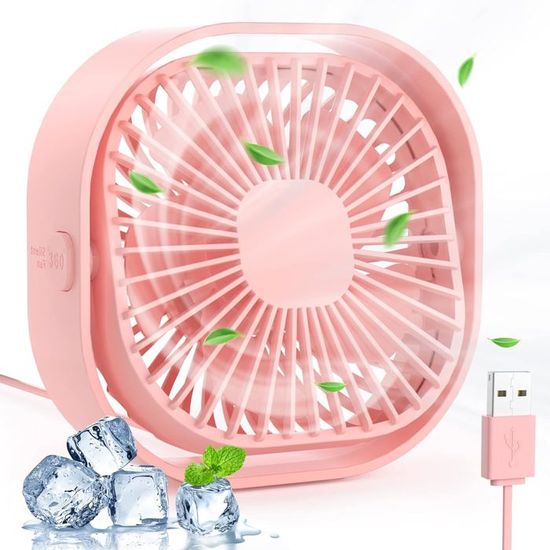 Ventilateur De Bureau USB OCOOPA - 3 Vitesses, Rotation 360°, Silencieux - Bleu/Rose
