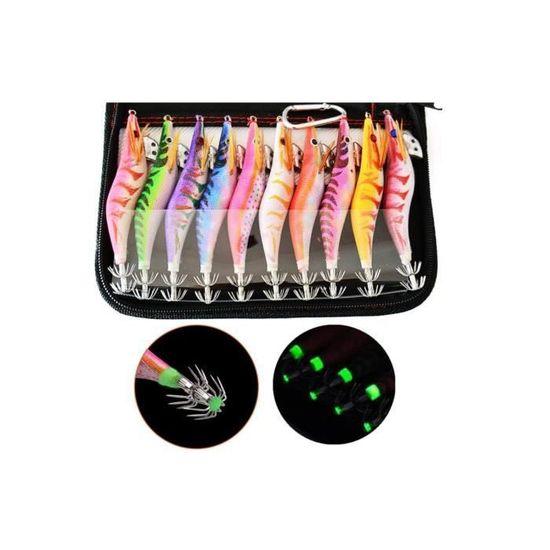 Leurre Crevette En Bois 8 Cm – Glow Calmar Fluorescent Pour Pêche En Mer