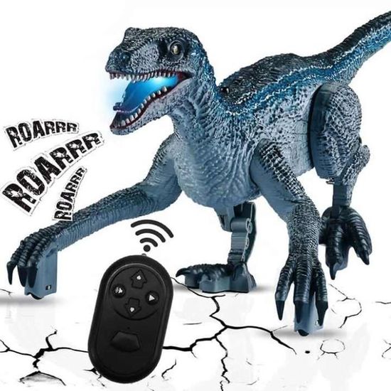 Dinosaure Télécommandé Lumineux Et Rugissant - Jouet Interactif Pour Enfants 3 à 9 Ans - Marche, Balance La Queue, Lumières LED - Idéal Cadeau Anniversaire Noël - 13