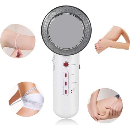 Appareil de massage 3 en 1 amincissant - Massage anti-cellulite visage et corps, ultrasons micro-courants, cavitation infrarouge 
