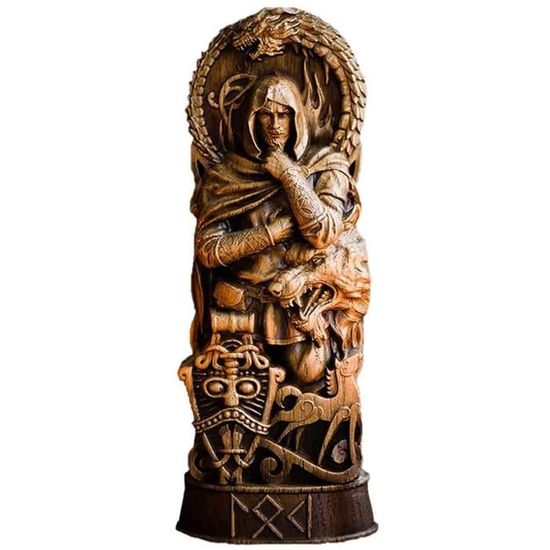 Veronese Design Statue du Dieu Nordique Odin sur Le trône avec Loups Finition Bronze