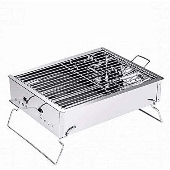 SunJas Barbecue Charbon de Bois Pliable en Acier Inoxydable, BBQ