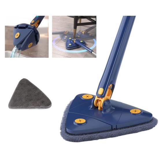 ZAAHII Vadrouille Triangle Rotative 360° – Balai De Nettoyage Télescopique Pour Sols, Murs, Verres + Tissus Microfibre Détachables