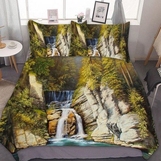Parure de couette Art Automne Forêt Cerf,1 Housse de Couette 200x200cm