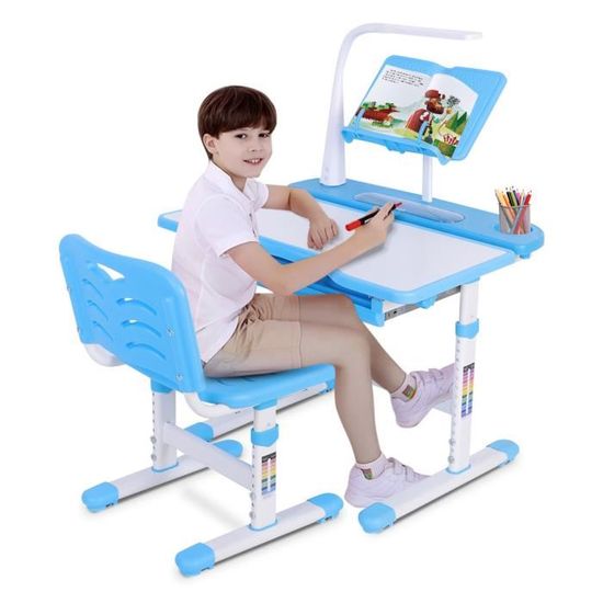 Set Bureau Enfant Réglable Avec Chaise - Design Astronaute, Hauteur Ajustable, Plateau 111x80cm, Charge 300kg