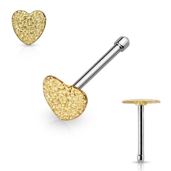 Piercing nez tige droite coeur