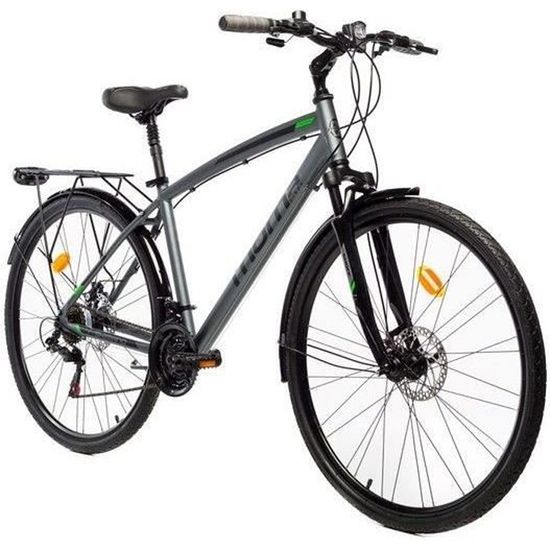 MOMA BIKES - Vélo TREKKING - TREKKING PRO - 28" - SHIMANO - 21 Vitesses - Freins à disques - Suspension avant (Taille L/XL)